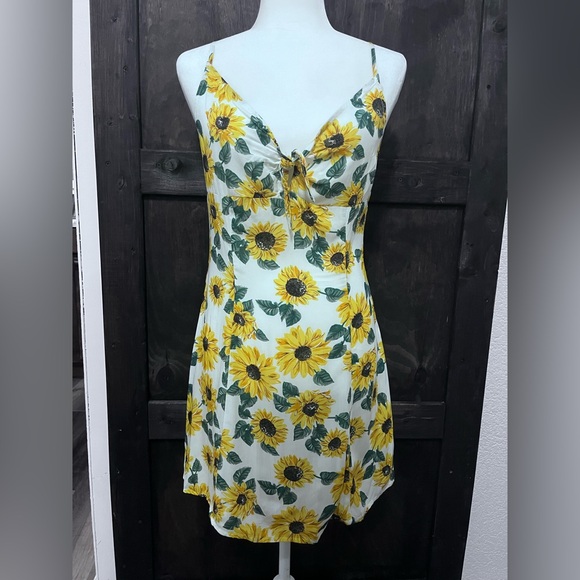 H&M Sunflower Slip Dress Spaghetti Strap Mini - Picture 1 of 2